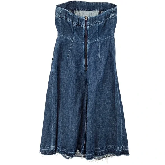 Holding Horses Anthropologie SIZE 4 Strapless Denim Womens Coastal Western Dress - Picture 3 of 10